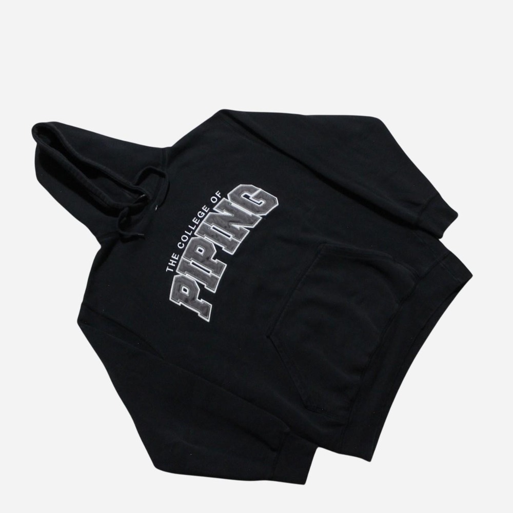 Mens Vintage 90s/00 College of Piping Comedy Skater Black Pullover Hoodie